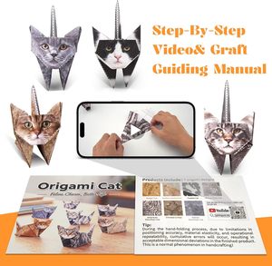 Kit de bricolage pour chats en <span class=keywords><strong>papier</strong></span> origami (50 feuilles) - Vidéo manuelle de <span class=keywords><strong>pliage</strong></span> facile pour les 8-12 ans et adultes - Décoration de bureau amusante - Cadeaux créatifs - Product Image 5
