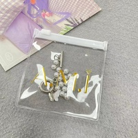 Mini sacs en plastique PVC pour l'emballage de bijoux, logo imprimé en feuille d'or, sac transparent à fermeture éclair, petits sacs personnalisés