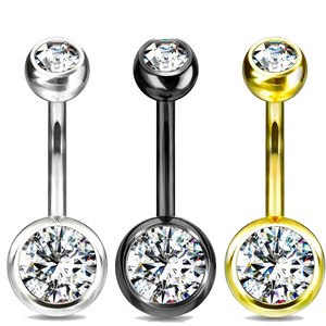 Anneau de nombril en acier inoxydable avec zircon serti clos, bijou corporel unisexe, accessoire de piercing - Product Image 4