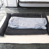 Coussin-caverne de luxe carré pour chien et chat en mousse à mémoire de forme à récupération lente, épaisseur hivernale, confort sommeil profond, lit pour animaux détachable et modulable