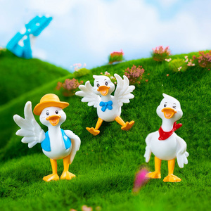 ミニチュアダックフィギュアミニ漫画のアヒルの置物DIYフェアリーガーデンモス風景テラリウム工芸品誕生日パーティー用 - Product Image 4