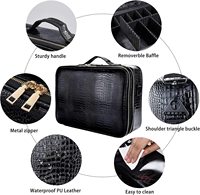 Trousse de maquillage à motif Crocodile, sac à cosmétiques à 3 couches, grand étui Portable de voyage pour le maquillage