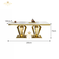 Ensemble de table à manger de luxe en acier inoxydable avec plateau en marbre de style moderne, 8 places avec chaises