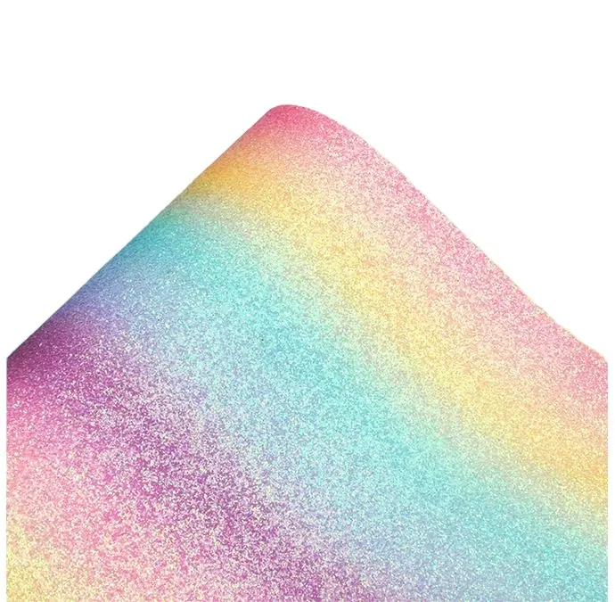 Rainbow color Chunk Glitter Fabric 1.38M Wide for DIY Crate Wallpaper Craft Glitter Leather
