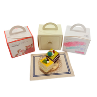 Boîte à dessert en papier jetable personnalisable avec poignée de transport, emballage pour pâtisserie, pain et gâteau au fromage