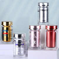 Bouteilles en plastique acrylique avec logo personnalisé, flacons transparents pour médicaments, emballages pour soins de santé, flacons en plastique avec bouchon à vis pour vitamines