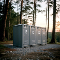 Unité de salle de bain extérieure modulaire portable en acier au design moderne personnalisé, préfabriquée, avec douche et toilettes combinées pour adultes, ventilateur d'évacuation, parcs publics
