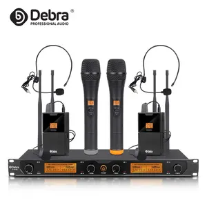 Debra Audio D-240 4-Channel Handheld Mic Lavalier Mic Headset Mic UHF Wireless Microphone Cordless System