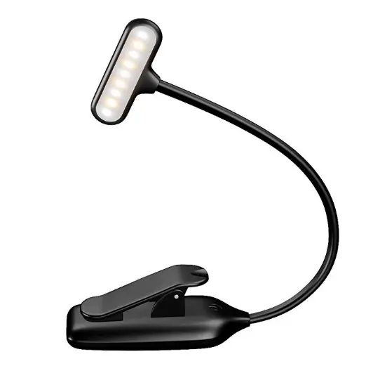 9 LED Book Light Clip on, Rechargeable Clip Reading Light Portable Music Stand Light, Lightweight Clip Light