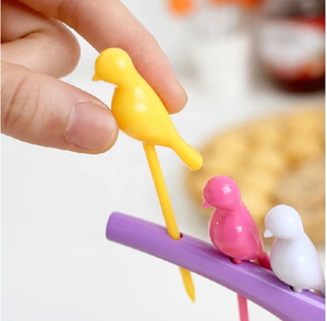 Hot 2020 New Bộ đồ ăn Bộ sáng tạo Tree + chim thiết kế nhựa trái cây dĩa 1 đứng + 6 DĨA Hot bán rau ngã ba - Product Image 5