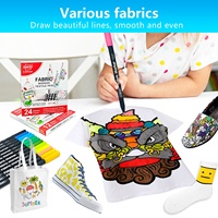 Marqueurs pour tissus HUA, ensemble de 24 couleurs, encre permanente, marqueurs artistiques pour écrire, peindre sur les vêtements et la lessive, pour l'art sur tissu