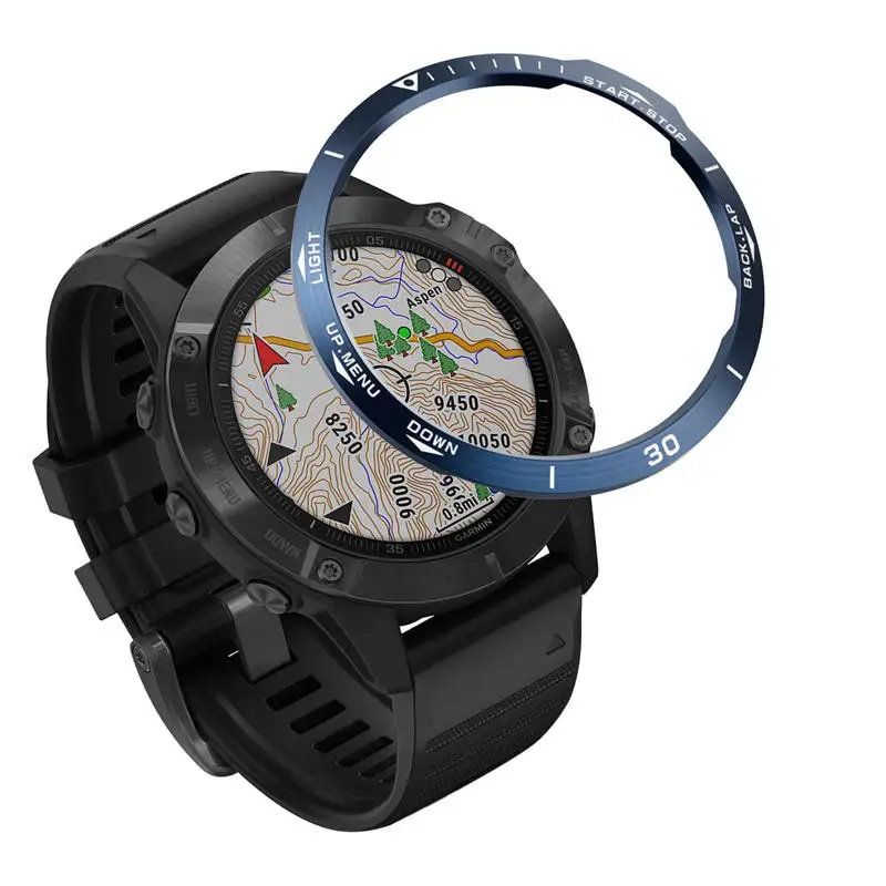 Anello con cornice in acciaio inossidabile per Garmin Fenix 6 6S 6X copertura adesiva protezione anticollisione antigraffio per Garmin Smart Watch