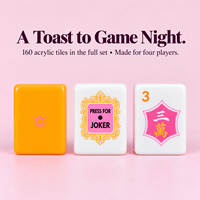 Jeu de tuiles de mahjong américain personnalisé sur le thème du champagne, acrylique orange vibrant avec gravure double face