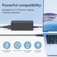Adaptateur de chargeur pour ordinateur portable 65W 7.4mm*5.0mm 19.5V 3.34A Chargeur secteur pour ordinateur portable avec câbles et adaptateurs US/UK/EU/AU