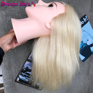 DREAM.ICE Professional 613 # Blonde Real Human Hair Salon Mannequin pour le tressage des cheveux <span class=keywords><strong>et</strong></span> l'entraînement au coiffage <span class=keywords><strong>Tête</strong></span> d'entraînement au maquillage - Product Image 5