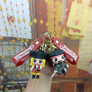 Llavero 3D Impermeable con Figura en Relieve de Jack Sparrow de Piratas <span class=keywords><strong>del</strong></span> <span class=keywords><strong>Caribe</strong></span>, Llavero de PVC Suave, Recuerdo de Película, Regalo con Cordón Rojo - Product Image 3