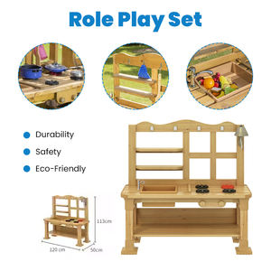 Cuisine en bois Montessori pour jeux de rôle en extérieur, pour la maternelle, la garderie, la crèche, le jardin, station d'activités culinaires - Product Image 2