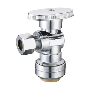 Robinet d'angle à compression Push Connect en laiton chromé, à commande par tête de poussée, à 1/4 de tour, pour plomberie - Product Image 5