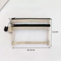Pochette à fermeture éclair en nylon transparent double couche Eco-Friendly Portable Travel Mini Coin Earphone Bag Credit Card Holder for Lipstick Makeup