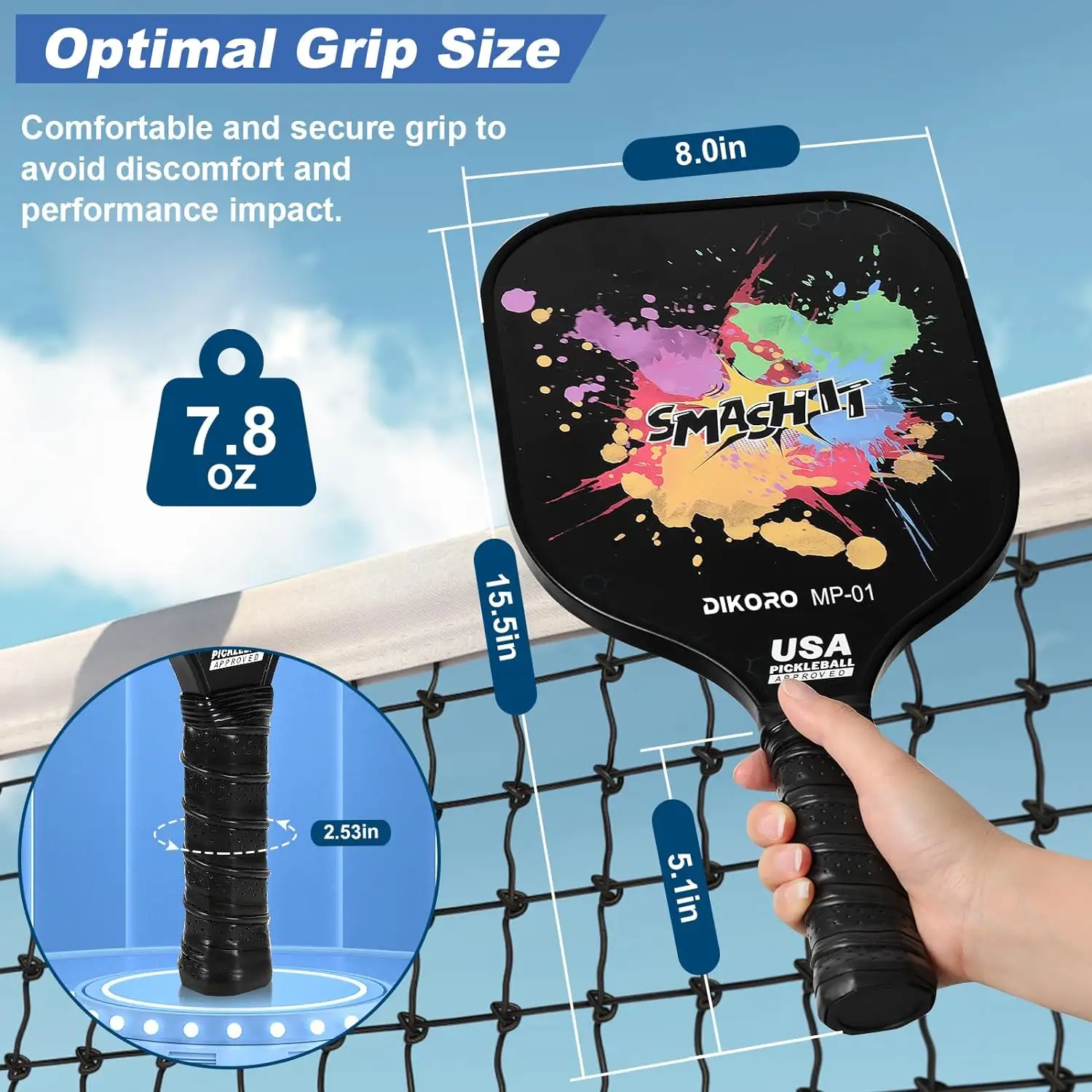 DIKORO New Hot Product High Quality Customized Fiberglass Pickleball Paddle set USAPA Approved for indoor out door exercise