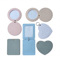 IRISMANLI Cermin Rias Lipat Mini Portabel Berbahan PU, Dua Sisi, Finishing Perak, Personal, Kreatif