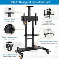 Support TV mobile d'angle motorisé avec trépied, support de moniteur, socle pivotant pour écran LCD LED audio, chariot TV sur pied