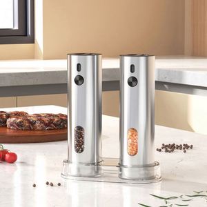 Juego de Molinillos de Pimienta Recargables por USB Plateados de Gran Capacidad, con Luz LED, Grosor Ajustable, Ecológicos, para Cocina, Barbacoa al Aire Libre - Product Image 2