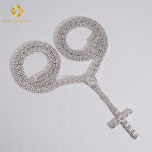 In Stock New Arrivals Female Elegant Jewelry GRA Certificate Iced Out Hip Hop VVS Moissanite Diamond <b>Cross</b> Pendant <b>Necklace</b> Set - Product Image 5