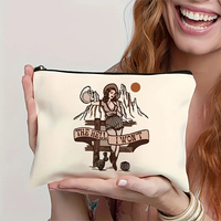 Sac de brosses de maquillage en toile de grande capacité imprimé personnalisé DIY Portable et pratique avec fermeture à glissière étanche
