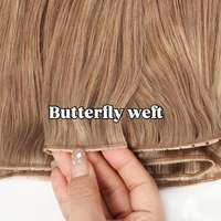 Extensions de cheveux 100% naturels vierges, tissage à trous, extensions papillon XO, trame avec trous, double épaisseur, pointes épaisses