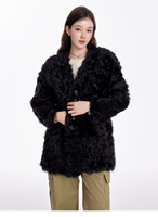 YR1280 accepter personnalisé faire usine vente directe femmes veste d'hiver véritable bouclés mouton agneau manteau de fourrure