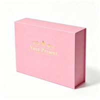 Scatola Regalo in Carta Rigida Riciclabile con Logo Personalizzato, Confezione di Lusso Magnetica Pieghevole a Forma di Libro per Regali Rosa