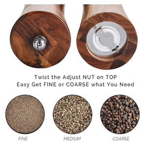 ชุดที่บดเกลือและพริกไทยไม้อะคาเซีย2ชิ้นชุดที่บดเกลือพริกไทยไม้8นิ้วทันสมัยพร้อมถาด - Product Image 5