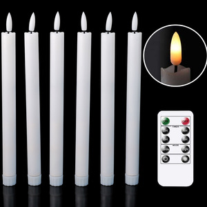 Flameless Flickering <strong>White</strong>/Ivory 3D Wick Dripping LED <strong>Taper</strong> <strong>Candles</strong> with Remote Timer Battery Operated for Home Decor - Product Image 5