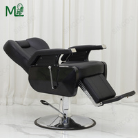 Fauteuil de Barbier Réglable Hydraulique en Cuir Durable avec Piètement Métallique pour Salon et Atelier