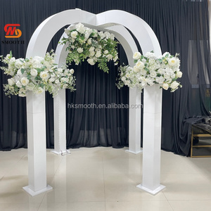 SMOOTH BEST Seller White PVC Acrylic Wedding Chuppah Arch Oversized LED Double Heart Arch <b>Stand</b> - Product Image 4