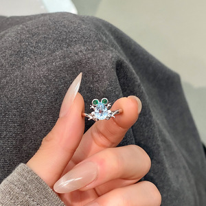 Personalized Water drop Colorful Gemstone <b>Frog</b> Adjustable <b>Rings</b> Simple 925 Sterling Silver 6*8mm Pear Cut Natural Stone Jewelry - Product Image 3