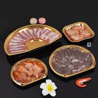 185*155*20mm Gouden Wegwerp Halvemaanvormige PET UV-gecoate Verpakkingen met Aangepast Logo Groothandel Vlees Fruit Groenten Bakjes