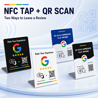 Support de table Google Review programmable avec plaque NFC et code QR imprimé sur mesure pour salons, restaurants, commerces de détail et entreprises