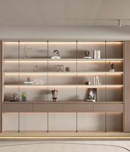 Modern Bookshelf Cabinet Bookcases Furniture Design Home Office Room <b>Corner</b> Mdf <b>Wooden</b> Book <b>Shelf</b> Bookcase with Computer Desk - Product Image 4