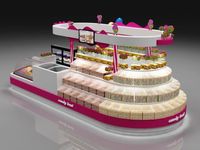 Gerai Permen Gaya Modern dengan Desain Interior Toko Permen yang Menarik, Kios Permen Marmer Berwarna-warni dengan Lampu LED untuk Desain Interior Ritel di Pusat Perbelanjaan