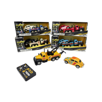 Harga Kompetitif Mobil RC Nano Metal 1:64 Kecepatan Tinggi Isi Ulang untuk Anak-Anak, Truk Derek Mainan dengan Trailer dan Buggy Tarik Mundur