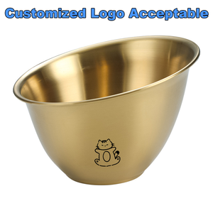 Bol en acier inoxydable de style coréen à bord incliné, doré et argenté, grande capacité pour la maison, les restaurants et la présentation de collations - Product Image 5