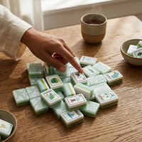Jeu de Mahjong Américain Complet en Bois Naturel avec Tuiles Directionnelles pour les Voyages et les Rassemblements