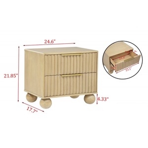 Modern Light Oak Wood 5pcs Hotel Bedroom Furniture Set Queen Size <b>Convertible</b> Adjustable Platform <b>Bed</b> Dresser Mirror - Product Image 6