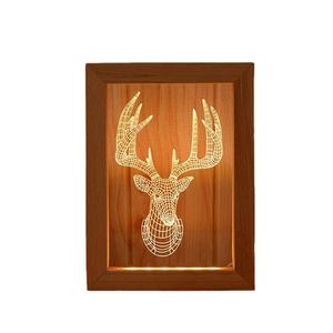 <span class=keywords><strong>Lampe</strong></span> cadre <span class=keywords><strong>photo</strong></span> LED 3D personnalisée OEM/ODM, veilleuse en bois gravé écologique et durable, design moderne pour marques de cadeaux créatifs - Product Image 4
