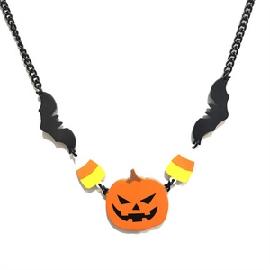 Collar Gargantilla de Joyería Gótica para el Día de Todos los Santos, Collar con Colgante de Murciélago y Calabaza de Acero Inoxidable - Product Image 1