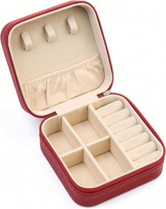 Estuche de Joyería Portátil de Viaje, Mini Caja de Almacenamiento de Joyas de Cuero para Niñas y Mujeres, para Aretes y Collares, Regalo Promocional - Product Image 1