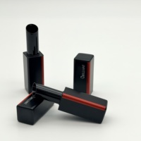 Tubo de Aluminio Cuadrado Mate de Lujo con Rayas para Lápiz Labial, Copa Interior de 11.1mm, Estuche Vacío para Lápiz Labial, Envase Cosmético con Logotipo Personalizado