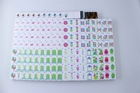 Ensemble de Mahjong américain gravé à 4 couches avec tapis, 1.26_ Acrylique Léopard, Vert Pin Paon Impérial